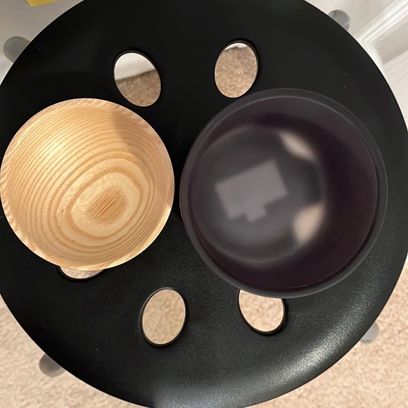 NWT Pumice/frosted glass jar with wooden lid by haven, dark grey/black - Picture 6 of 11